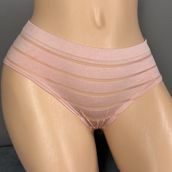Victoria's Secret Hiphugger Panty Size Medium Sheer Stripes Rose Pink New NWT - Picture 1 of 8
